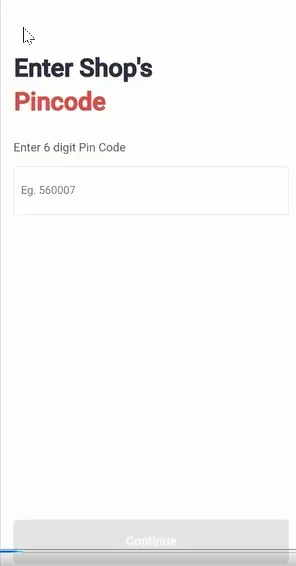 Enter Shop Pincode