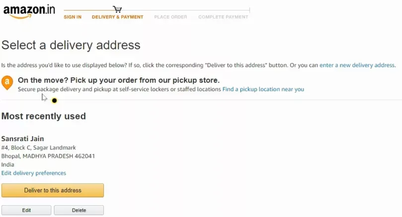 Select a delivery address