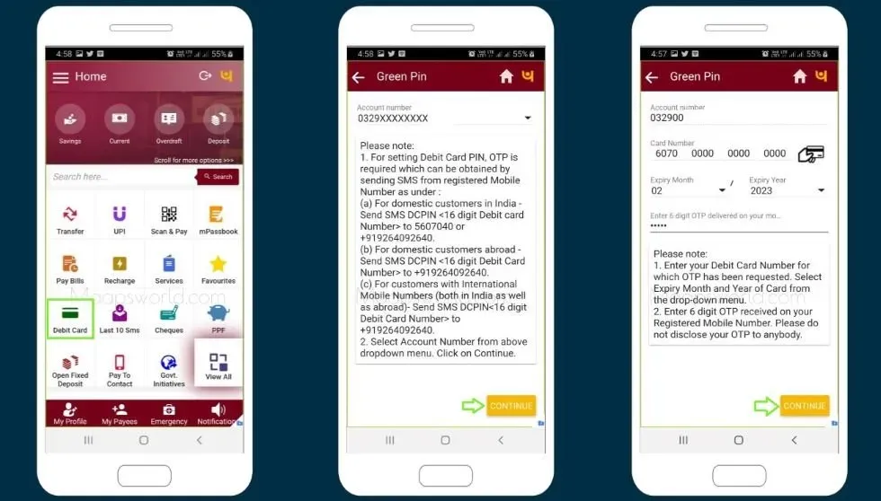 How to change atm pin in pnb mobile app.