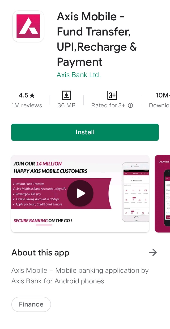 install the axis bank app