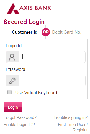 Log In to Axis Bank Internet Banking